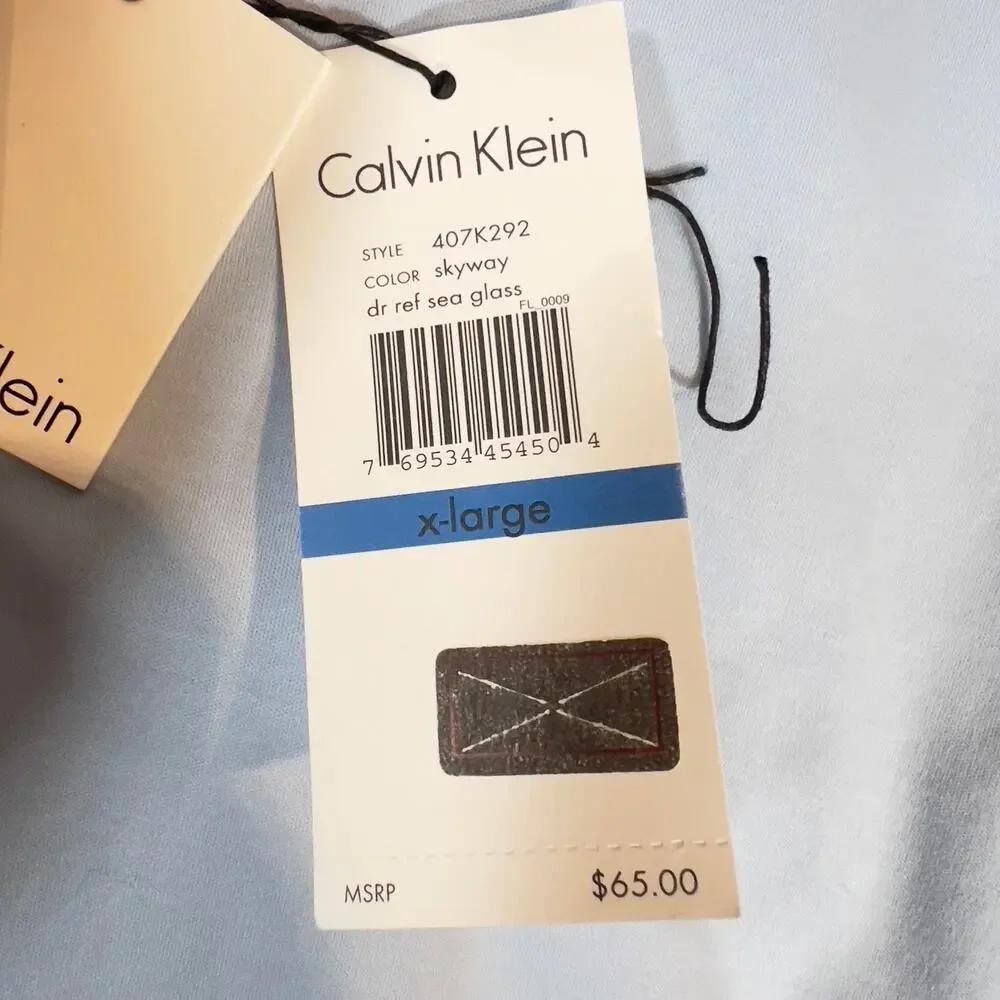 Calvin Klein Polo Shirt Men's XL Blue Colorblock Short Sleeve SOFT Cotton Resort